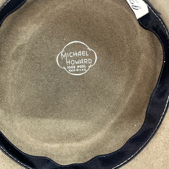 Vintage Michael Howard Wool hat - olive green with black tie Made in USA - Picture 6 of 8